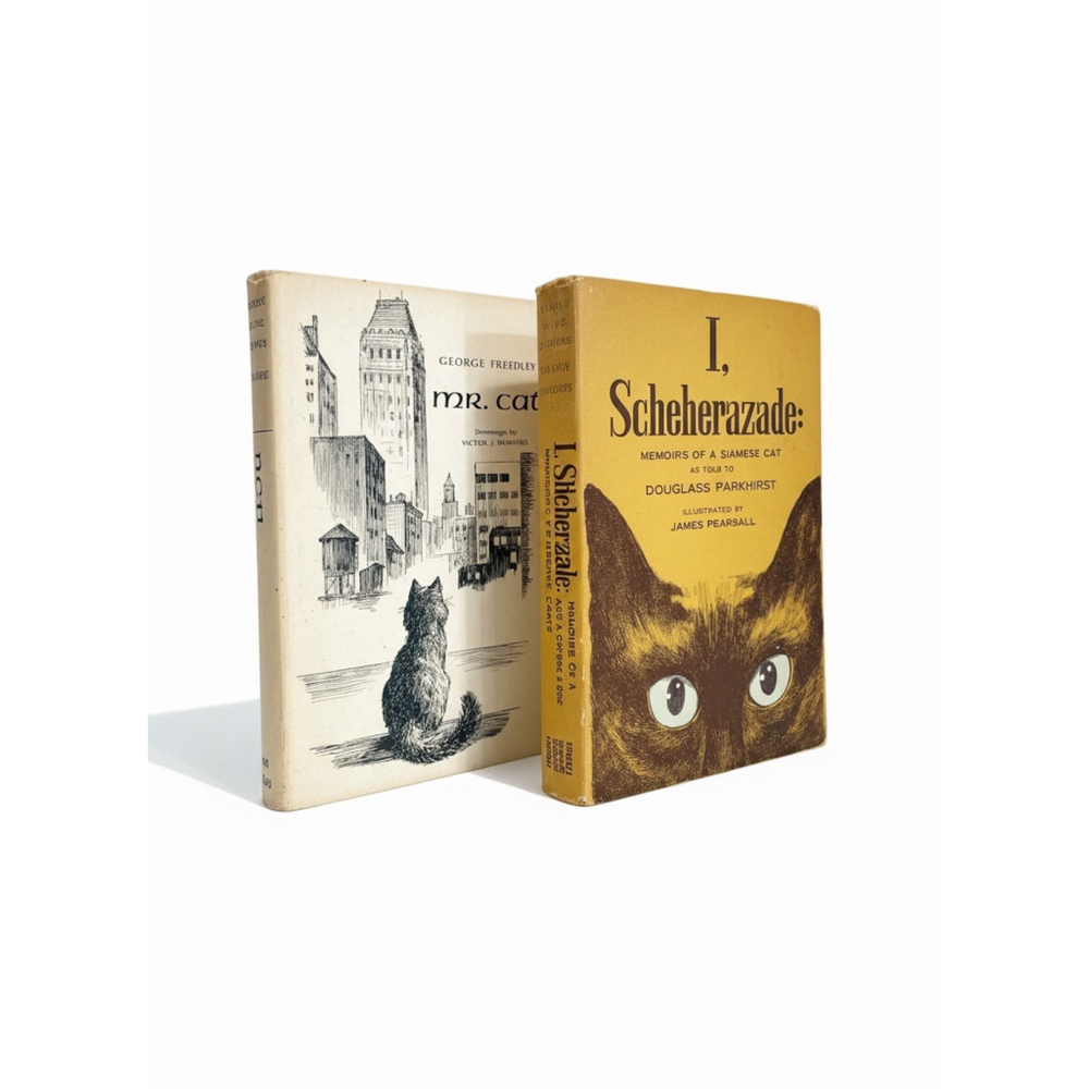 Vintage Cat Book Lot Mr. Cat & I Scheherazade Memoirs of a Siamese Cat 1960s HC